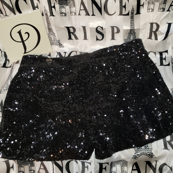 Sequined Tailored Dress Shorts Juniors Size: Medium Color: Black Fully Lined NWT - Picture 2 of 4
